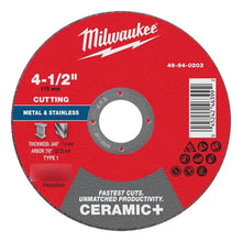 Disco Corte Metal Ceramic+ 4-1/2 Milwaukee 49940203 Rojo Rojo