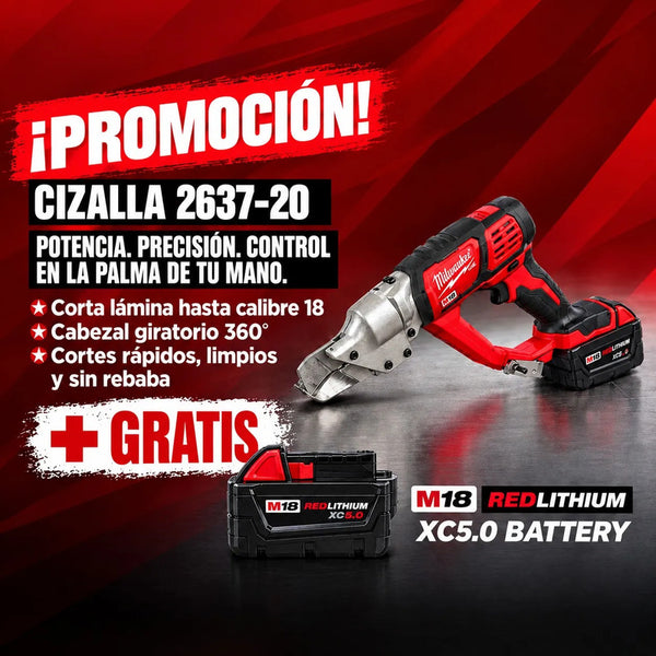 Kit Cizalla Inalám 2637-20+batería 5amp Milwaukee¡de Regalo! Rojo Y Negro