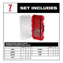 Kit 7 Brocas Concreto Zanco Hex 1/4 Milwaukee 48209057