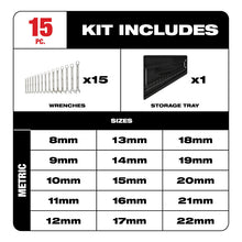 Kit De 15 Llaves Combinadas Metricas Milwaukee 48229515 Plateado