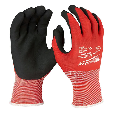 Guantes Anticorte Niv.1 Baño Nitrilo Milwaukee 48228901 Rojo