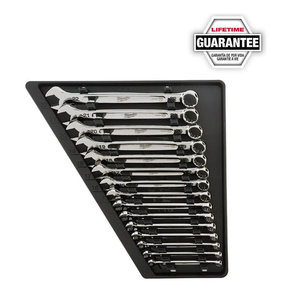 Kit De 15 Llaves Combinadas Metricas Milwaukee 48229515 Plateado