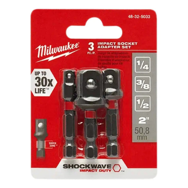 Set 3 Adaptadores  Milwaukee Hex Cua 1/4 3/8 1/2 48325033