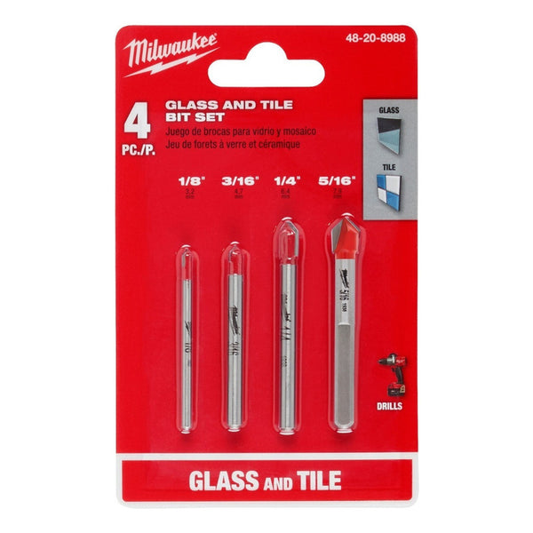 Juego De Brocas Vidrio Y Azulejo Milwaukee 4 Pzas 48-20-8988