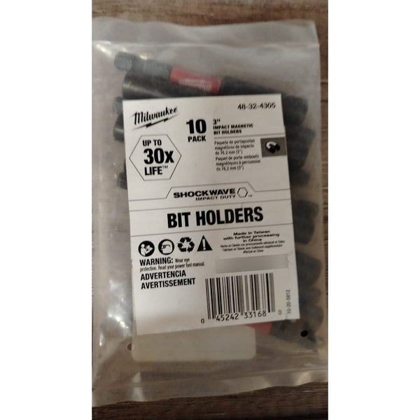 10 Pz Soporte Brocas Magnéticas Impact Milwaukee 48324305