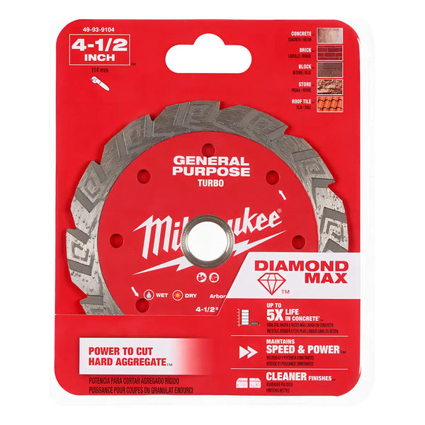 Disco Diamante Max 4 1/2 Pulgadas Milwaukee 49939104 Rojo Rojo
