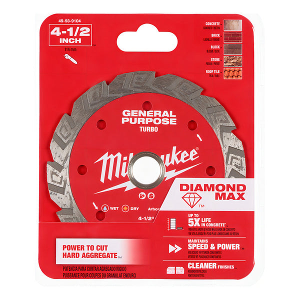 Disco Diamante Max 4 1/2 Pulgadas Milwaukee 49939104 Rojo